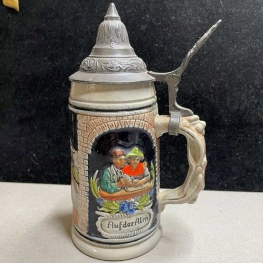 Thewalt Western Germany beer lidded stein O, Welche Lust Auf Der Alm